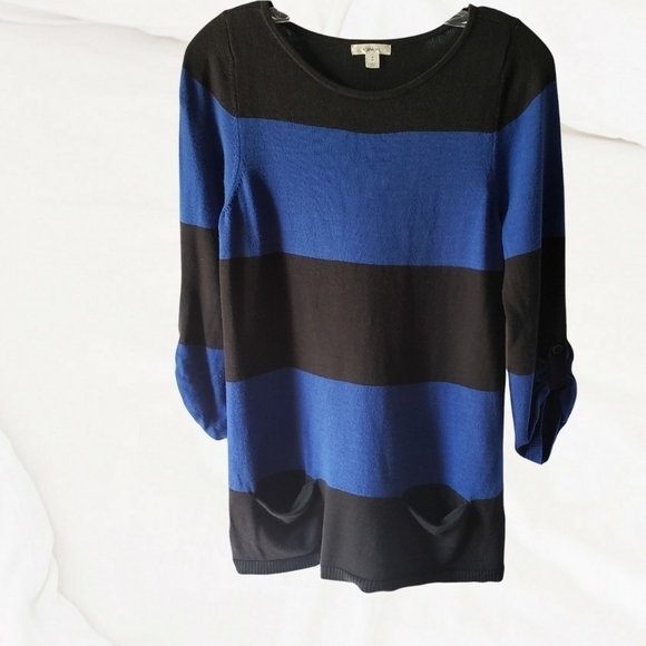 Caslon Knit Tunic Size S black Blue STRIPE - Picture 1 of 6
